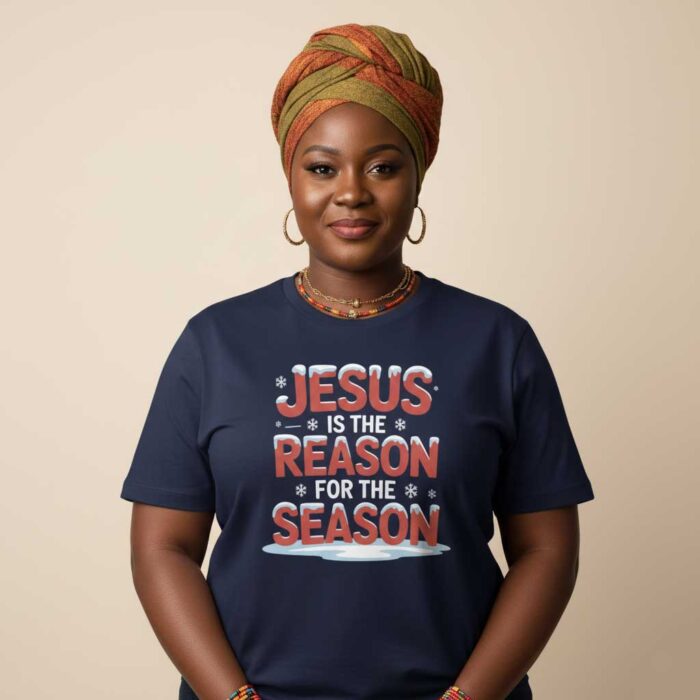 Jesus-Is-the-Reason-for-the-Season-–-Unisex-Christmas-T-Shirt---navy-2