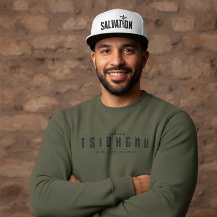 White-Salvation-Unisex-Christian-Snapback-Hat-with-embroidered-crucifix-and-bold-black-faith-lettering-design2