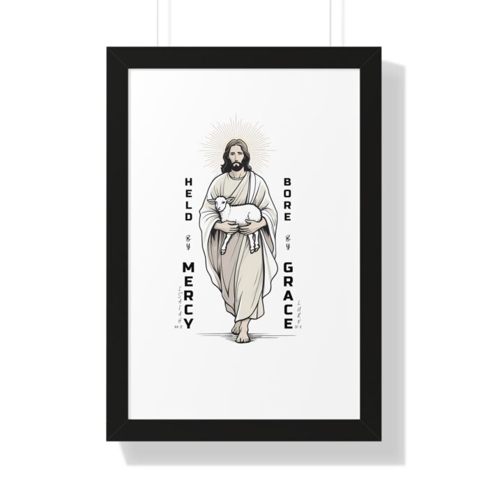 Held by Mercy, Bore by Grace Christian Wall Art Print with vibrant colors and scripture design