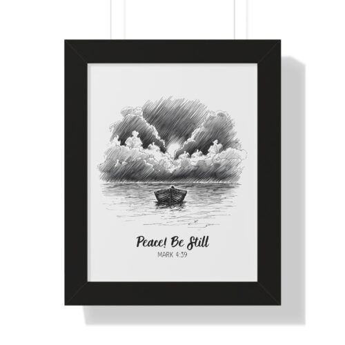 Peace Be Still -Christian Wall Art Print with vibrant colors and scripture design