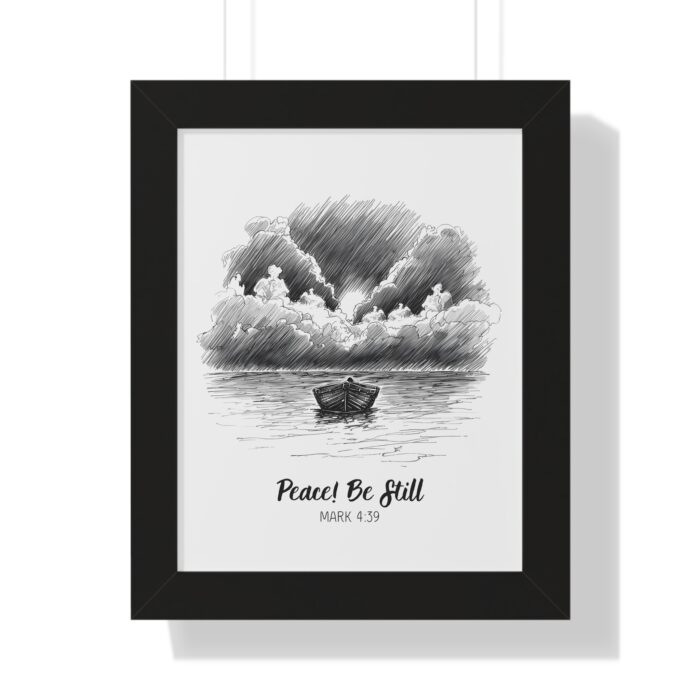 Peace Be Still -Christian Wall Art Print with vibrant colors and scripture design