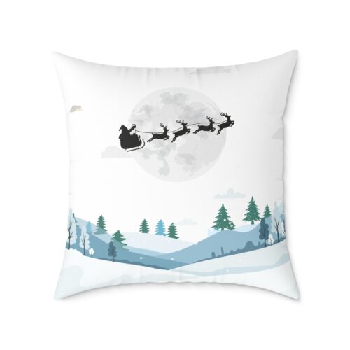 Santa Sleigh Ride Under Full Moon – Christmas Decorative Pillow